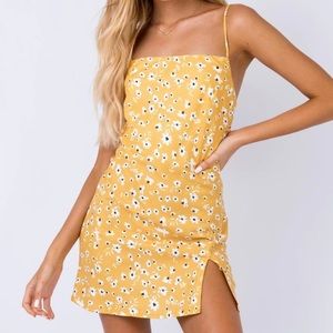 Princess Polly Yellow Floral Tank Top Mini Dress